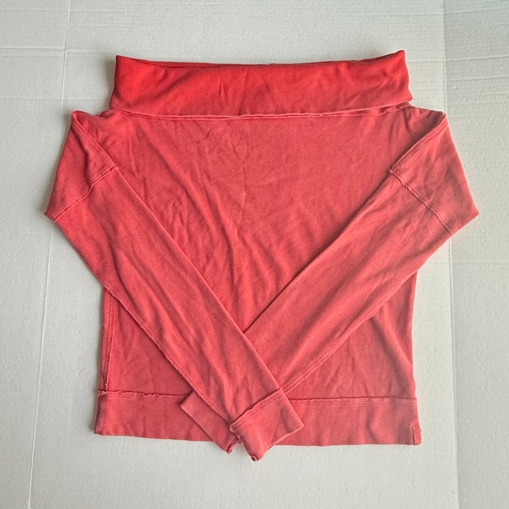 We The Free Coral Off-Shoulder Long Sleeve Tee